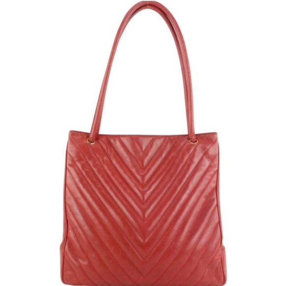 Vintage Chanel Red Caviar Leather Quilted Tote - Picture 1 of 16